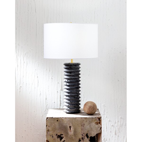 Noir Column Travertine Lamp